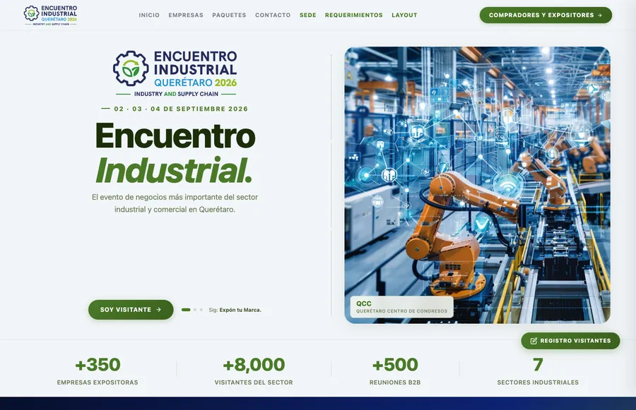 Vista previa del sitio de Encuentro Industrial Querétaro · REDCAM